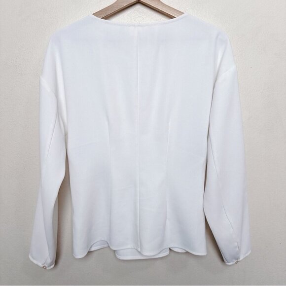 Aritzia Wilfred Womens Xsmall Mabelle Ivory Crepe Lace Up Front Blouse - Picture 14 of 14